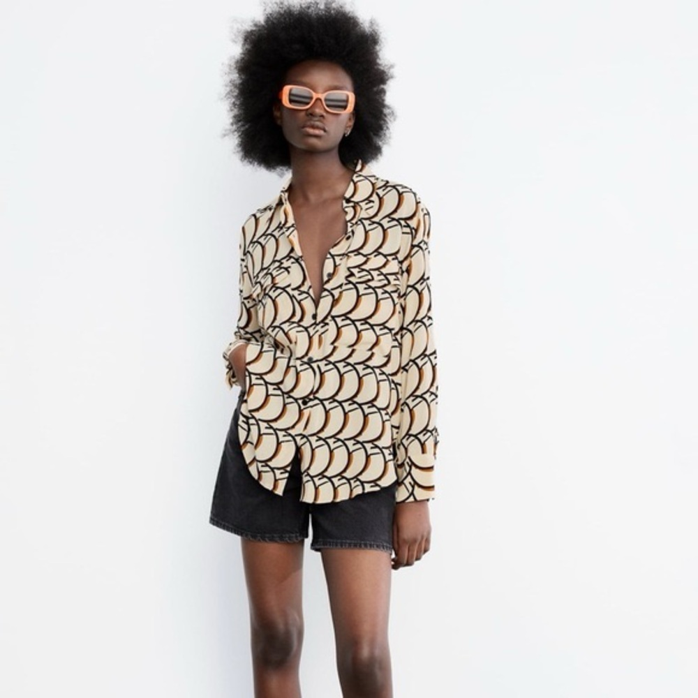 Zara Geometric Print Blouse